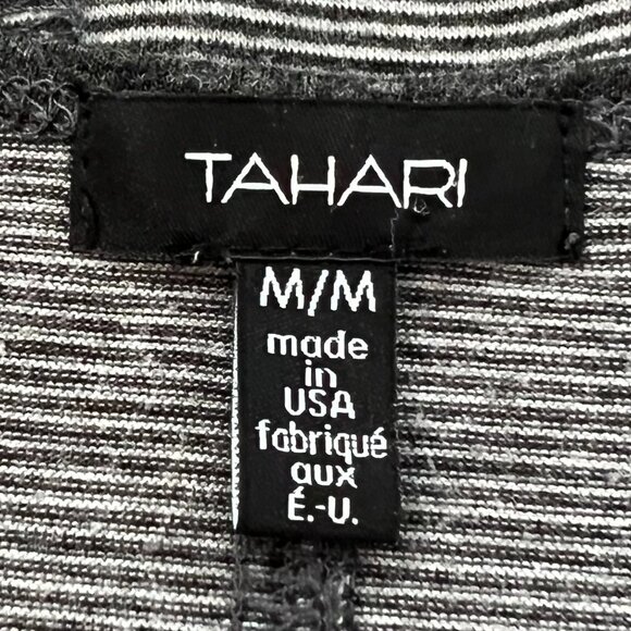 🪷Tahari V-Neck Batwing 3/4 Sleeve Tee - Size M black and cream🪷 - Picture 5 of 12